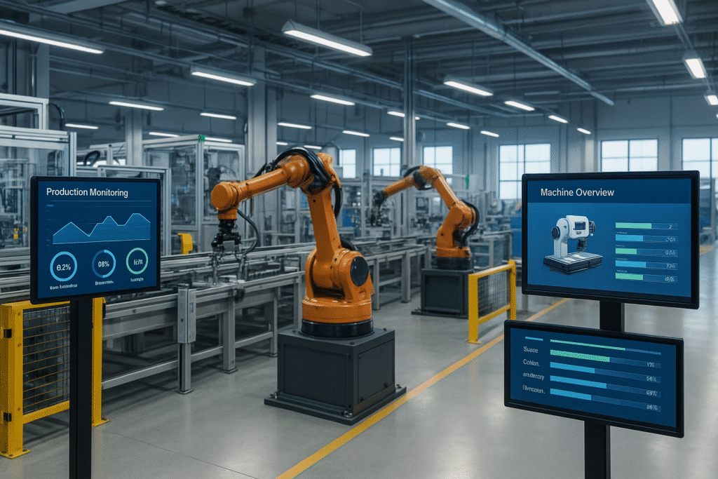 Industrial Engineering in Smart Manufacturing with cobots and digital dashboards